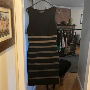 Ralph Lauren Black and Tan Striped Mini Dress